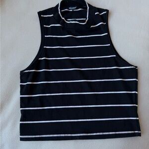 Coca Cola Black and White Striped Cropped Top with Gold Logo Charm